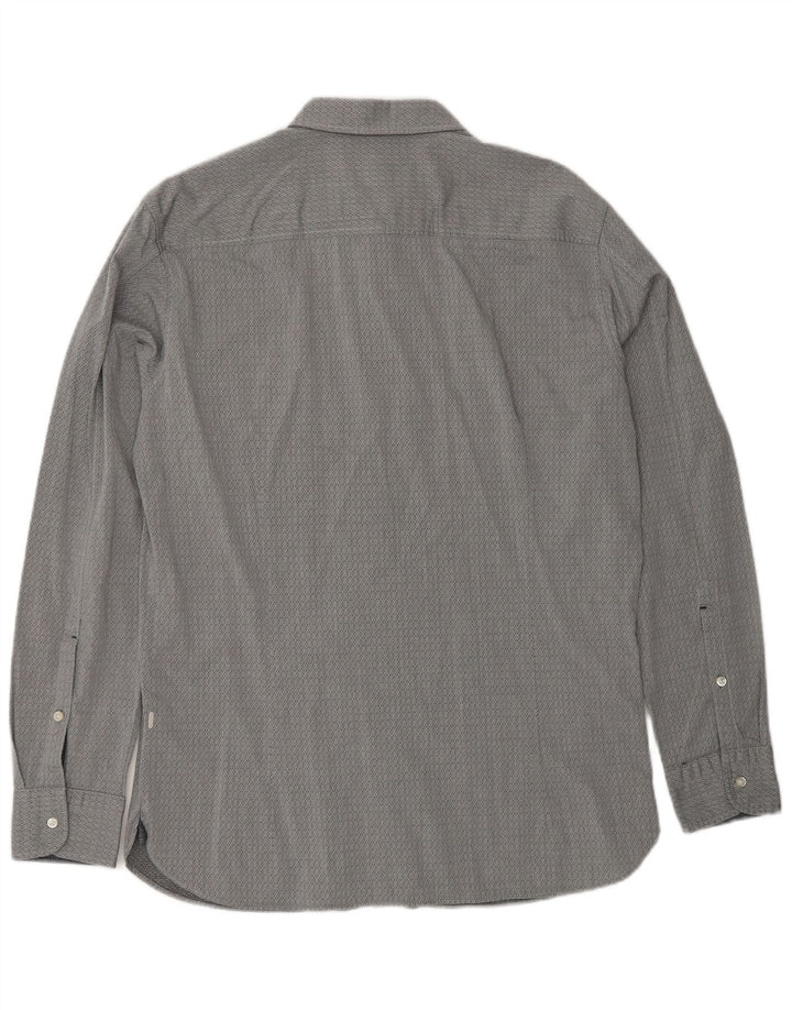 HUGO BOSS Muška uska košulja, veliki sivi geometrijski pamuk