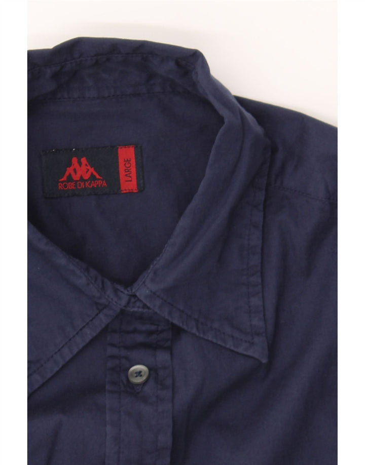 KAPPA Womens Shirt UK 16 Large Navy Blue Cotton Vintage Kappa and Second-Hand Kappa from Messina Hembry 