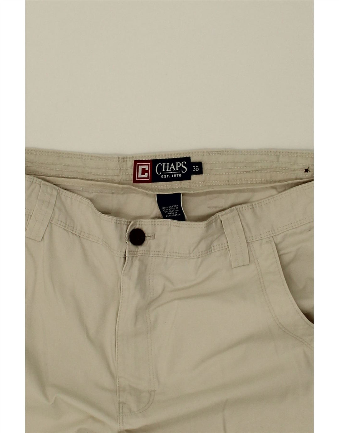 CHAPS Mens Cargo Shorts W36 Large  Off White Cotton Vintage Chaps and Second-Hand Chaps from Messina Hembry 