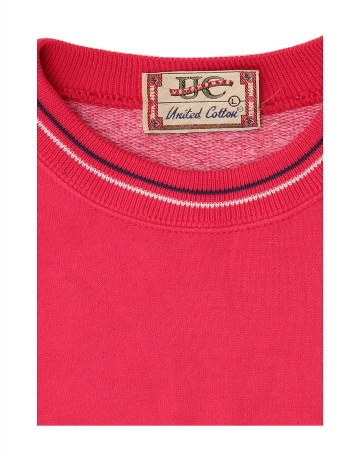 UNITED COTTON Mens Graphic Sweatshirt Jumper Large Pink Vintage United Cotton and Second-Hand United Cotton from Messina Hembry 