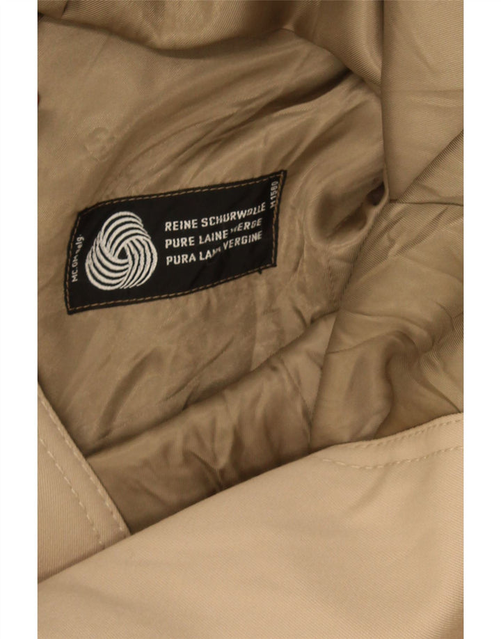 Vintage muški kaput s dvorednim kopčanjem UK 38 srednje bež djevičanske vune