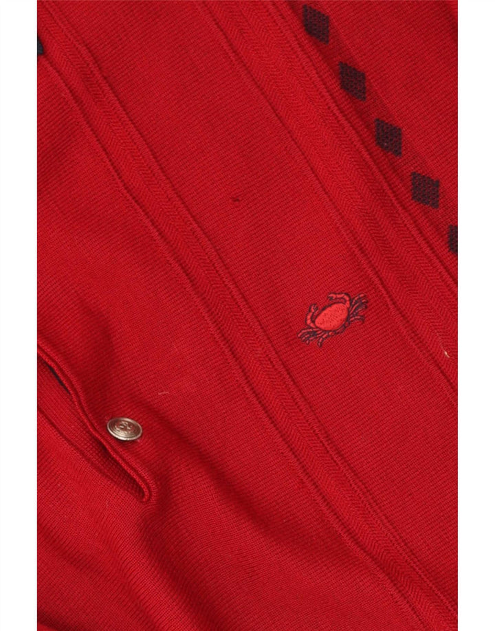 Vintage muški džemper s polo ovratnikom srednje crvene geometrije