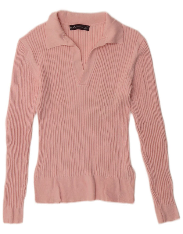 Marks & Spencer ženski pulover s polo ovratnikom UK 10 Mala ružičasta viskoza