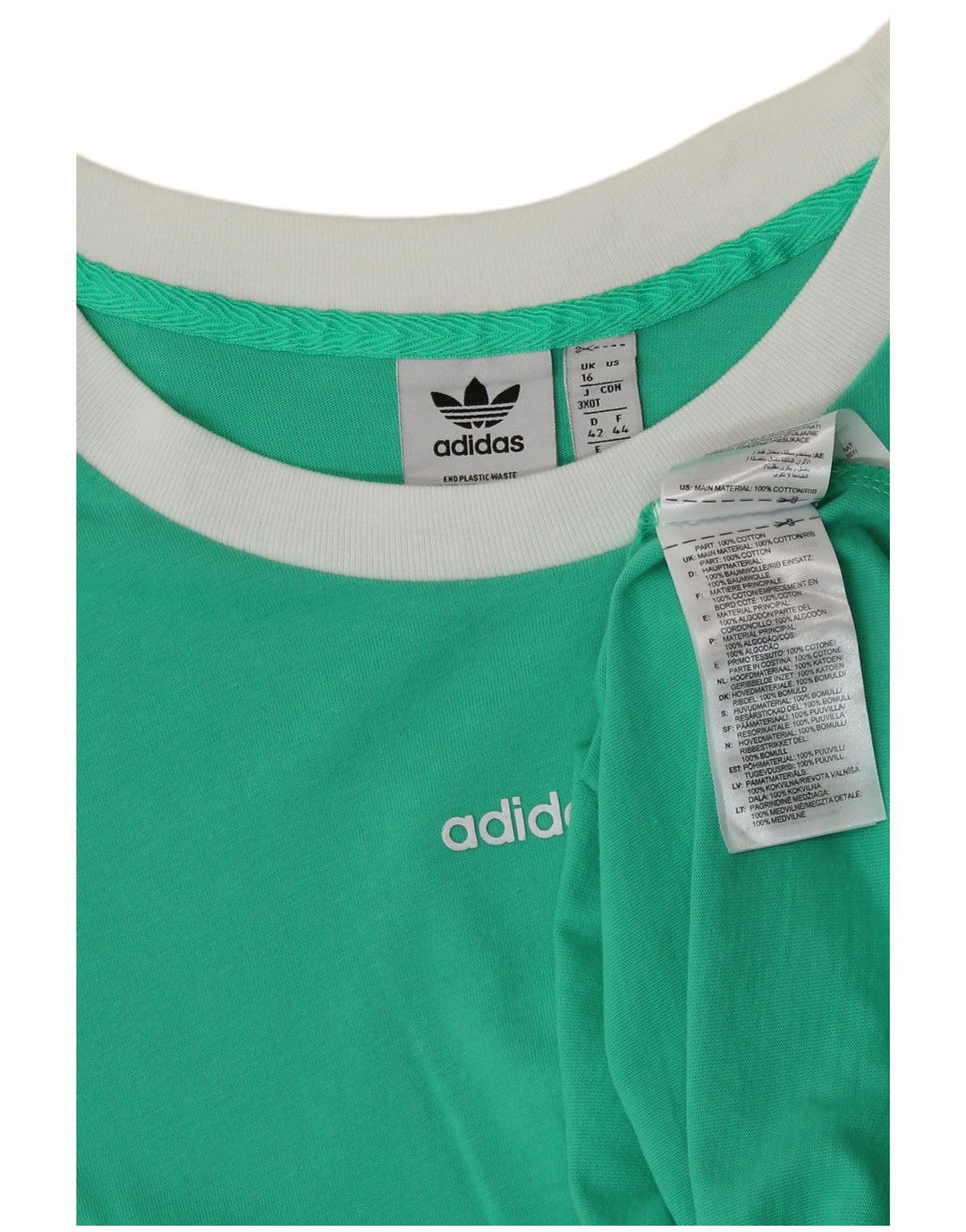ADIDAS ženska majica kratkih rukava UK 16 veliki zeleni pamuk