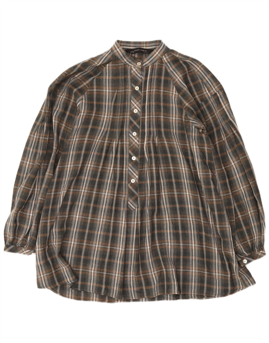 Zara ženska dugačka pulover majica širokog kroja UK 14 srednje siva karirana