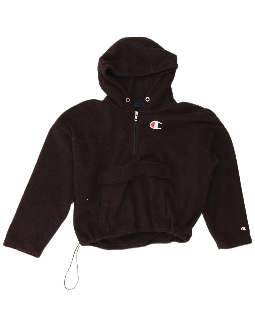 CHAMPION Womens Oversized Hooded Fleece Jumper UK 10 Small Black Polyester