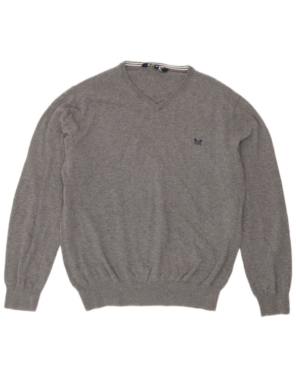 Crew Clothing Ženski džemper s V-izrezom UK 14 srednje sivi pamuk