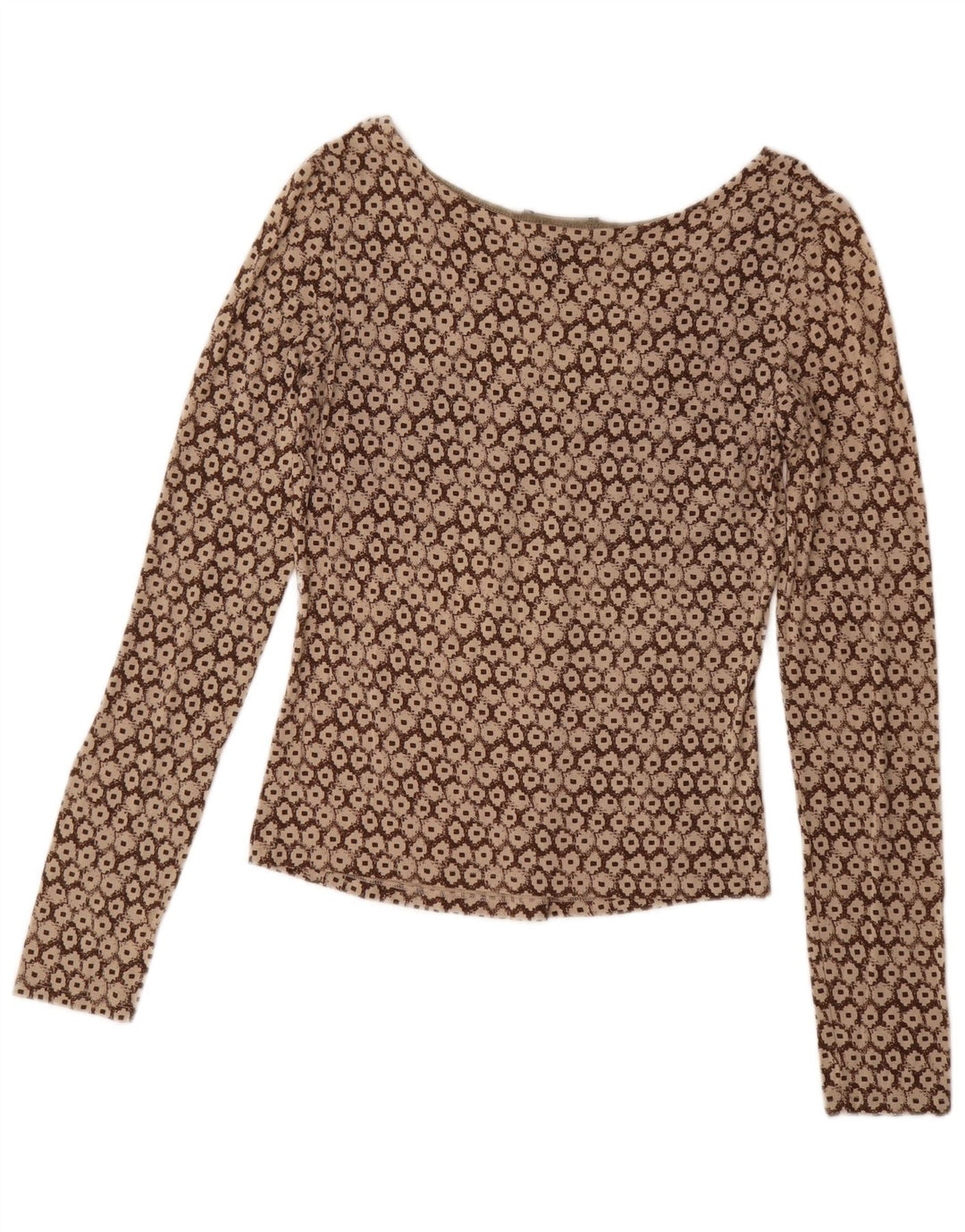 Max Mara ženska vikend bluza s dugim rukavima UK 14 Large Brown Geometric