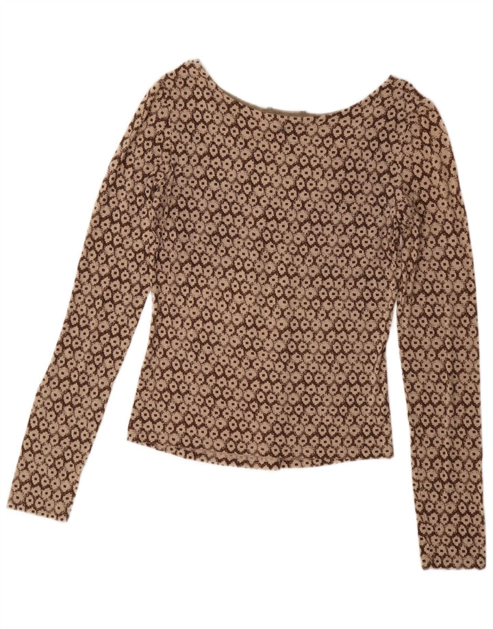 Max Mara ženska vikend bluza s dugim rukavima UK 14 Large Brown Geometric