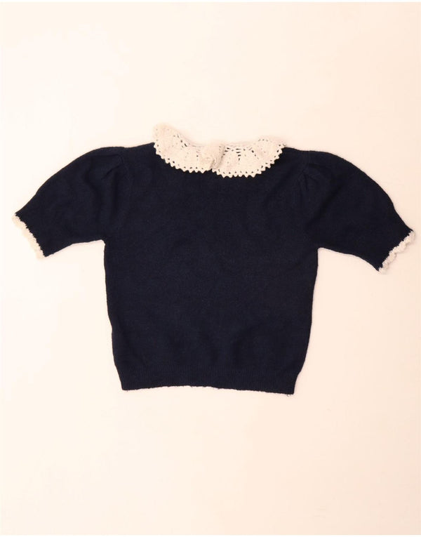 Zara ženski pleteni kratki top UK 12 Medium tamnoplavi poliester