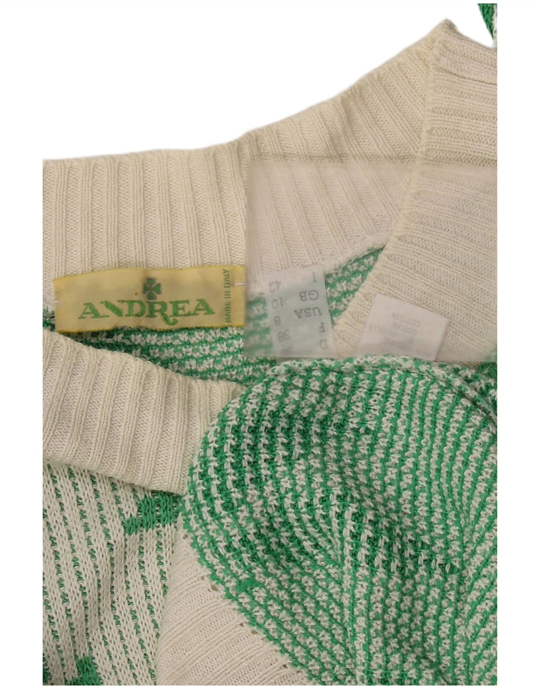 Vintage ženski pulover s kratkim izrezom UK 10 Mali bijeli akril