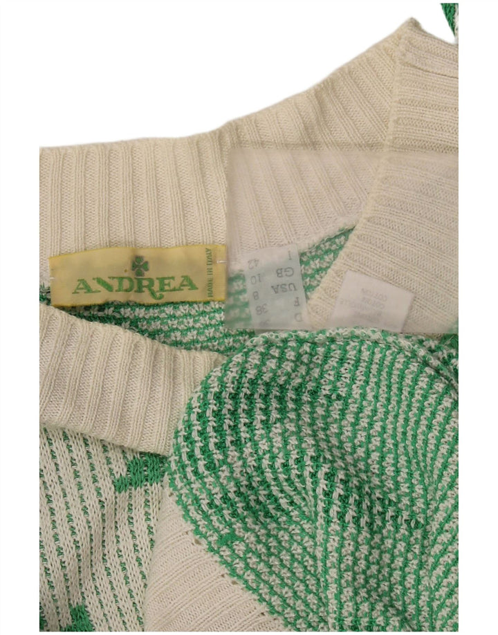 Vintage ženski pulover s kratkim izrezom UK 10 Mali bijeli akril