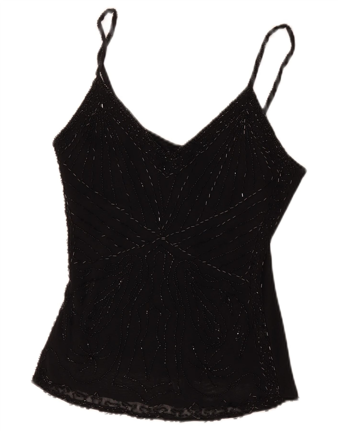Vintage ženski Cami Top UK 8 Mala crna viskoza