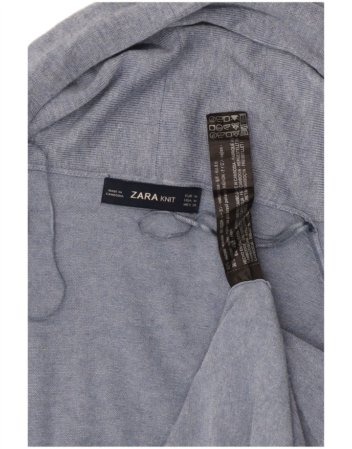 ZARA Womens Longline Cardigan Sweater UK 12 Medium Blue Viscose