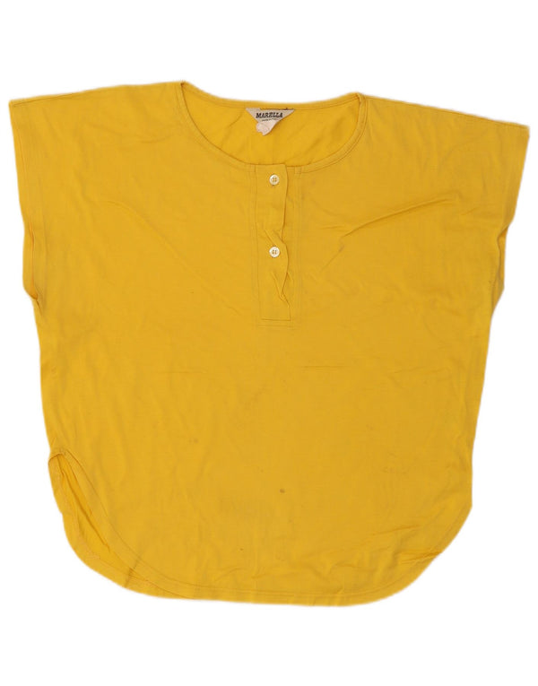 Marella Womens Graphic T-Shirt Top UK 14 Large Yellow Cotton