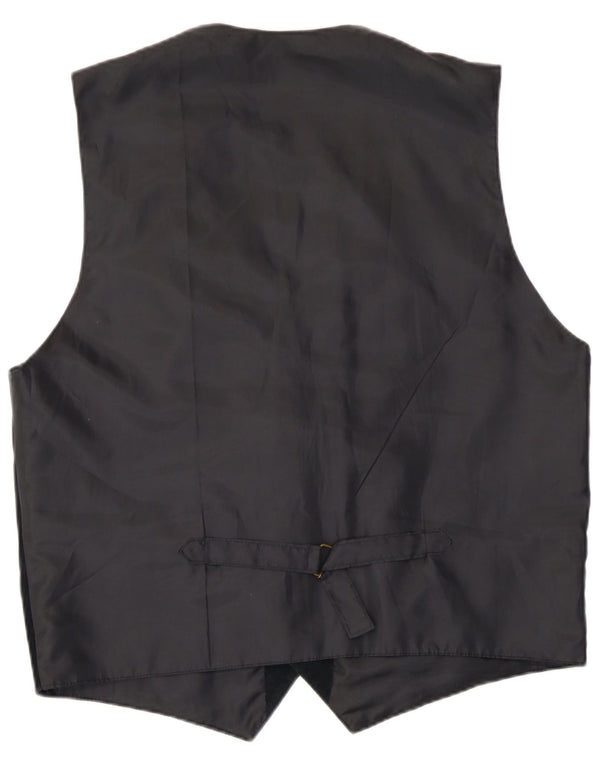 Vintage Mens Suede Waistcoat Large Black Leather