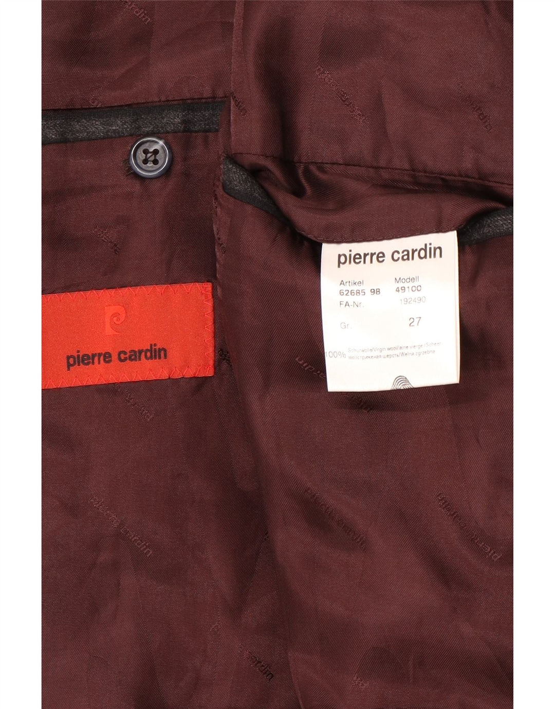 Pierre Cardin muška jakna sako s 2 gumba UK 40 velike sive vunene pruge