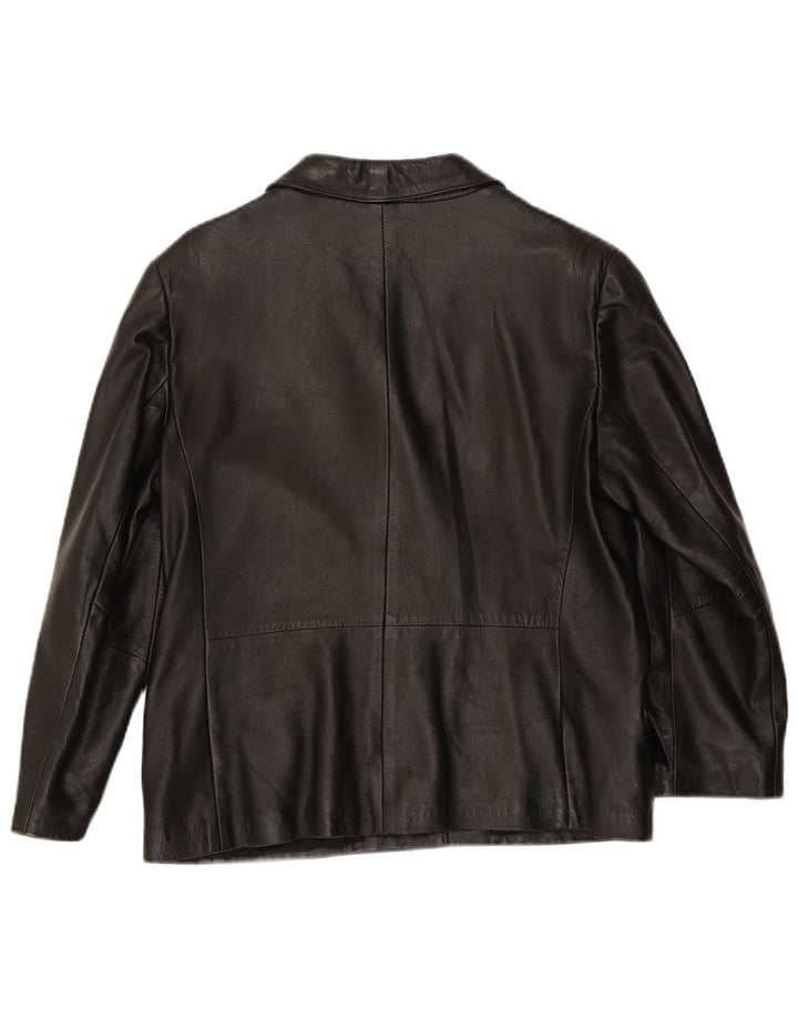 Vintage ženska kožna jakna sa 3 gumba IT 48 XL crna koža