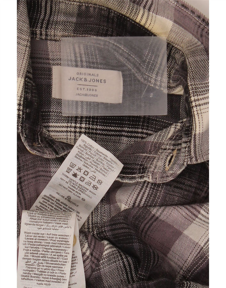 Jack & Jones muška flanelska košulja mala siva karirana pamuk