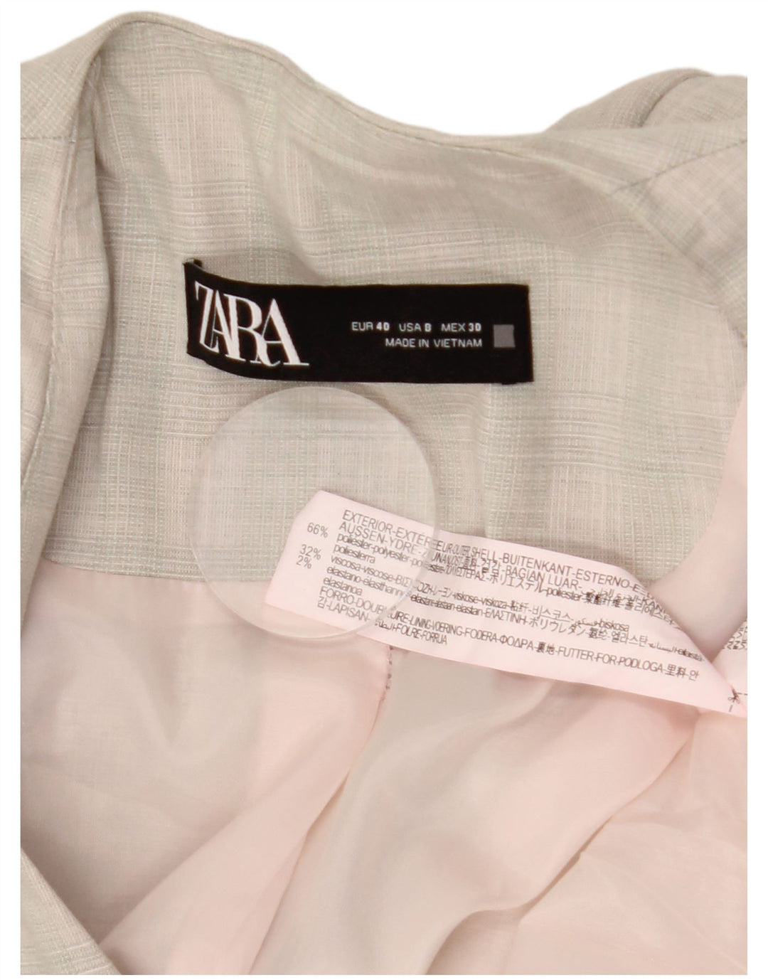 ZARA ženski sako s 1 gumbom EU 40 srednje sivi karirani poliester