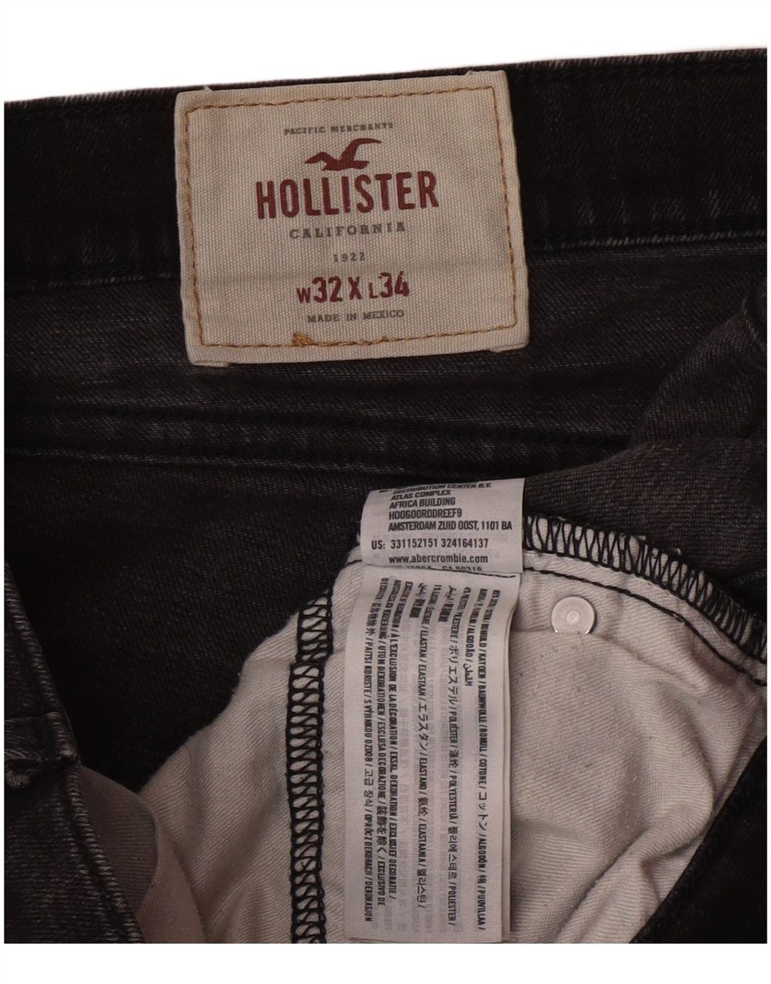 HOLLISTER Muške uske traperice W32 L34 crni pamuk