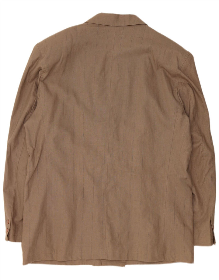 VINTAGE muška jakna s dvostrukim kopčanjem EU 56 3XL od smeđeg lana