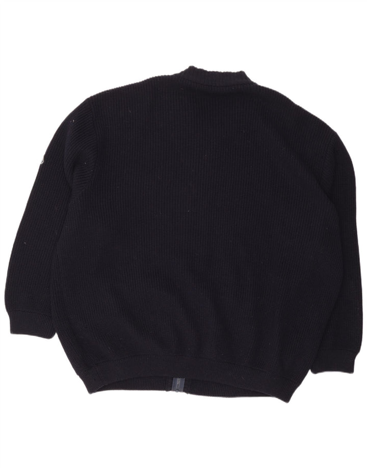 Vintage muški oversized kardigan pulover XL tamnoplava vuna