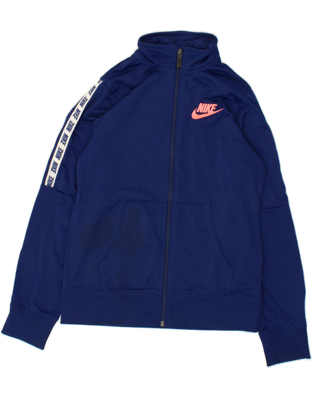 NIKE Girls Graphic Tracksuit Top Jacket 14-15 Years Navy Blue Polyester Vintage Nike and Second-Hand Nike from Messina Hembry 