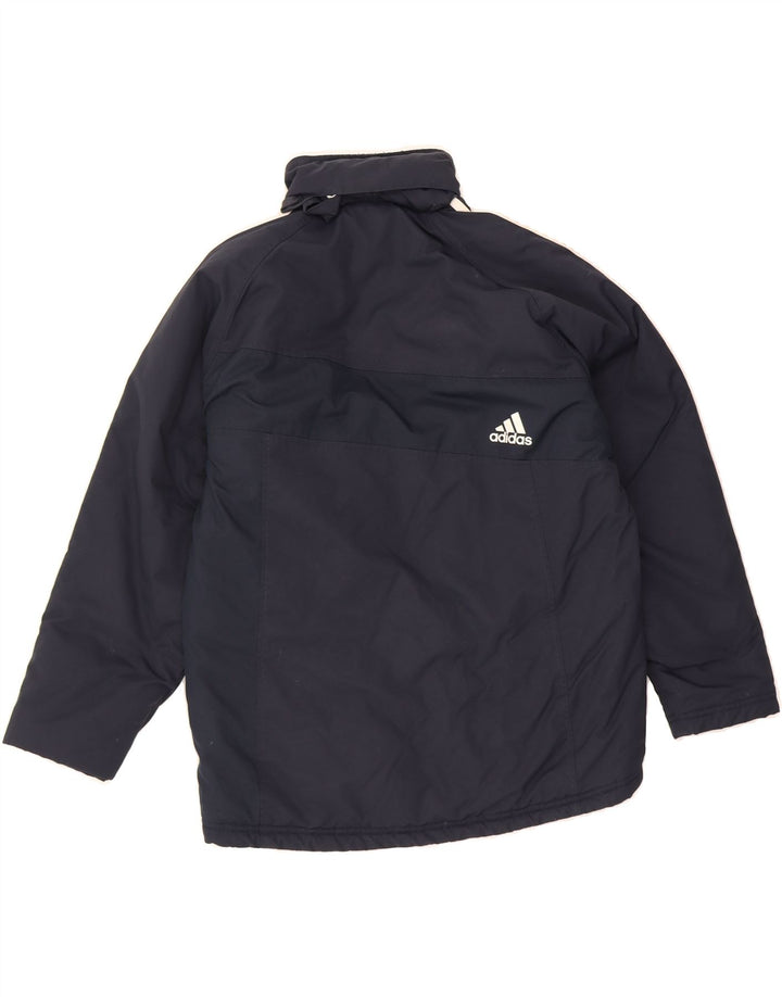 ADIDAS Boys Hooded Windbreaker Jacket 11-12 Years Navy Blue Polyamide Vintage Adidas and Second-Hand Adidas from Messina Hembry 