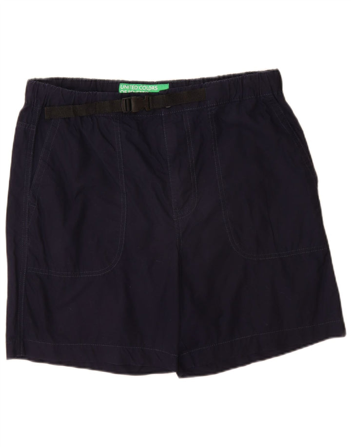 BENETTON Womens Chino Shorts Large W32 Navy Blue Cotton