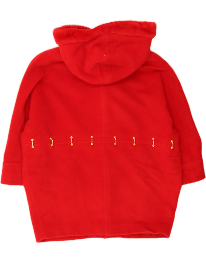 VINTAGE Womens Oversized Hooded 3/4 Sleeve Overcoat EU 42 Large Red Vintage Vintage and Second-Hand Vintage from Messina Hembry 