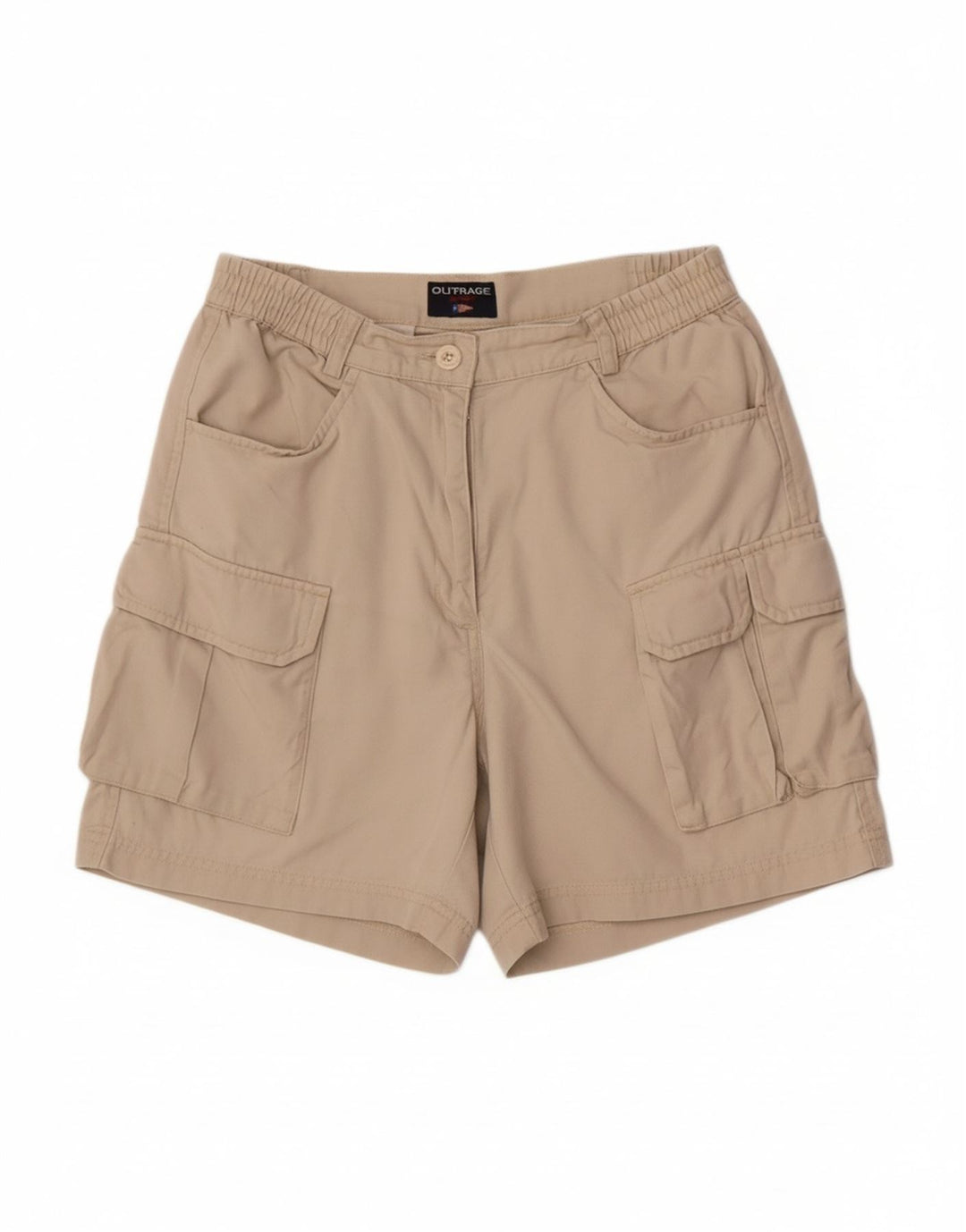 OUTRAGE Womens Cargo Shorts UK 8 Small W29 Beige Cotton