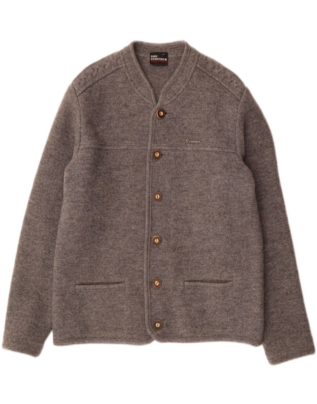 SCHEIBER muški kardigan džemper IT 50 srednje siva vuna
