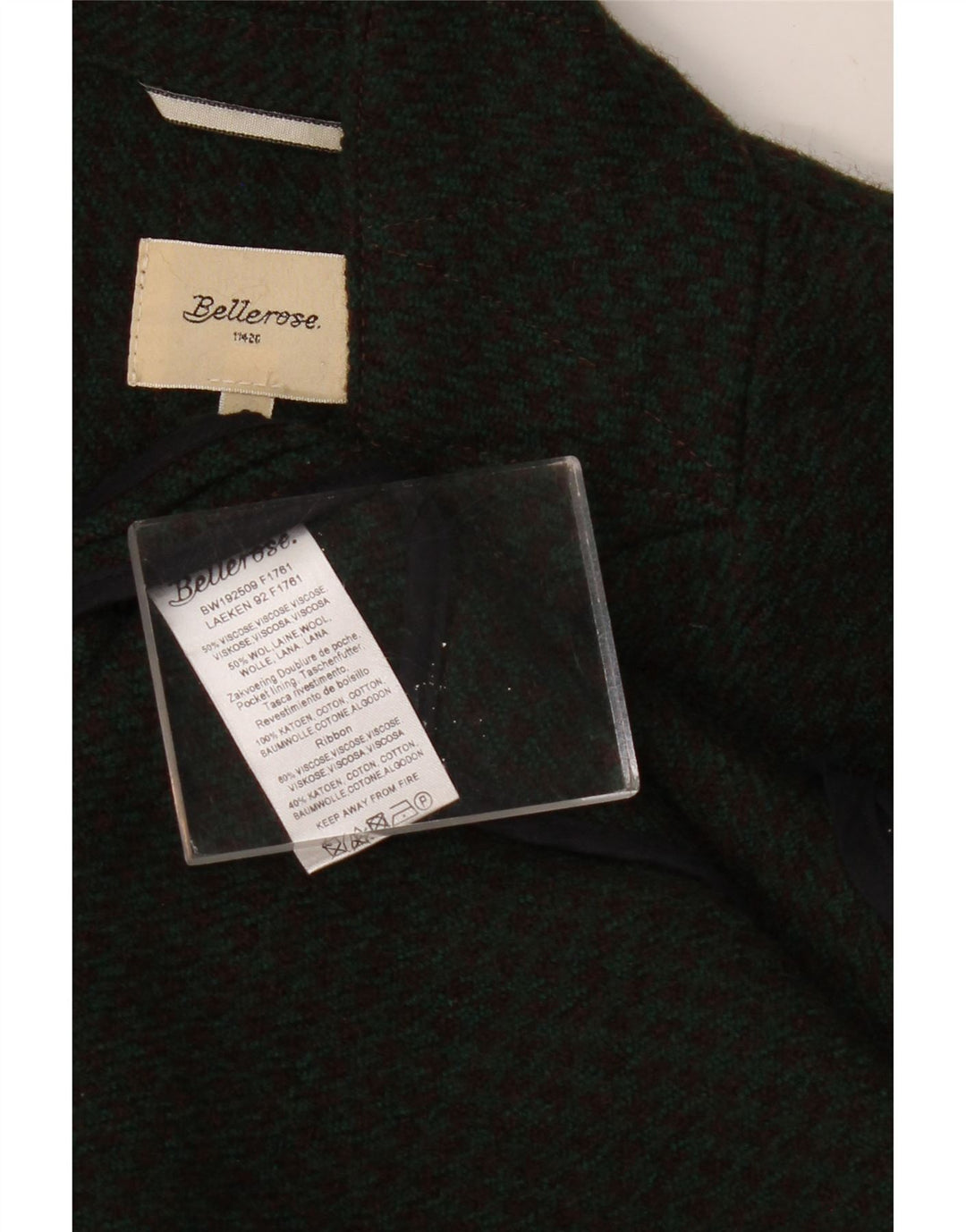 BELLEROSE ženski kaput s ogrtačem US 2 XS kaki boje ptičje zube vuneni