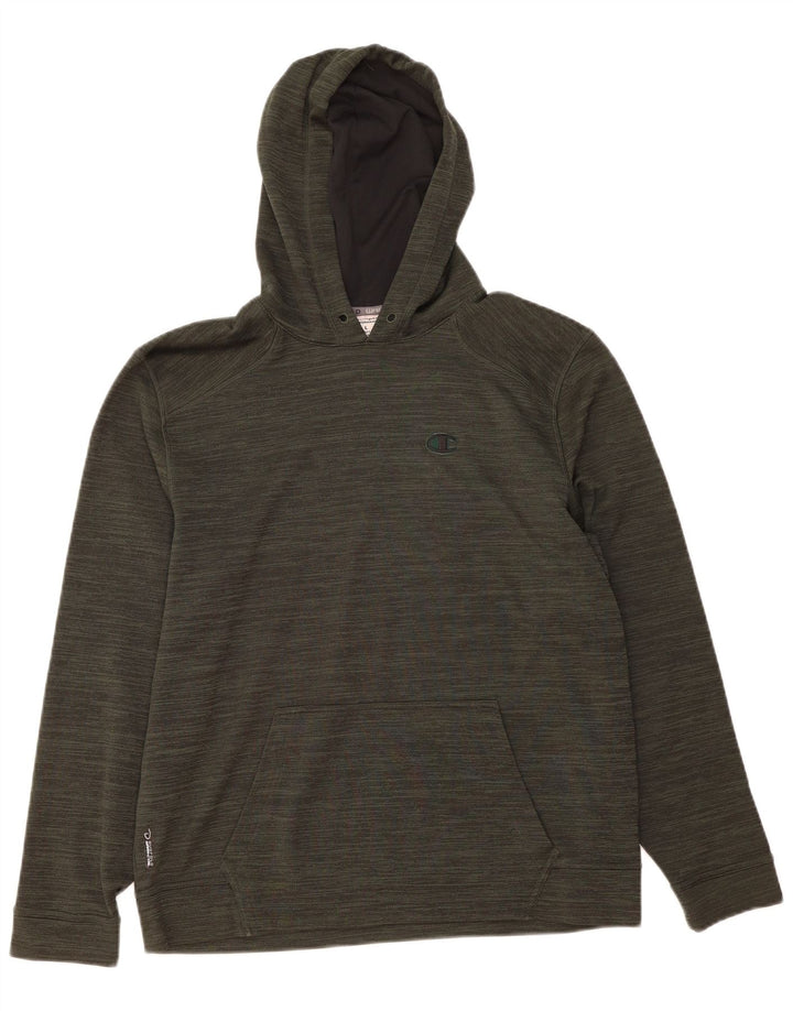 CHAMPION Mens Hoodie Jumper Large Khaki Flecked