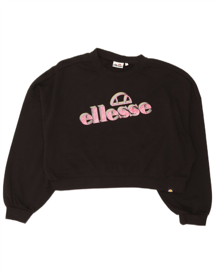 Ellesse Ženska skraćena majica s motivom prekomjerne majice UK 14 srednje crna