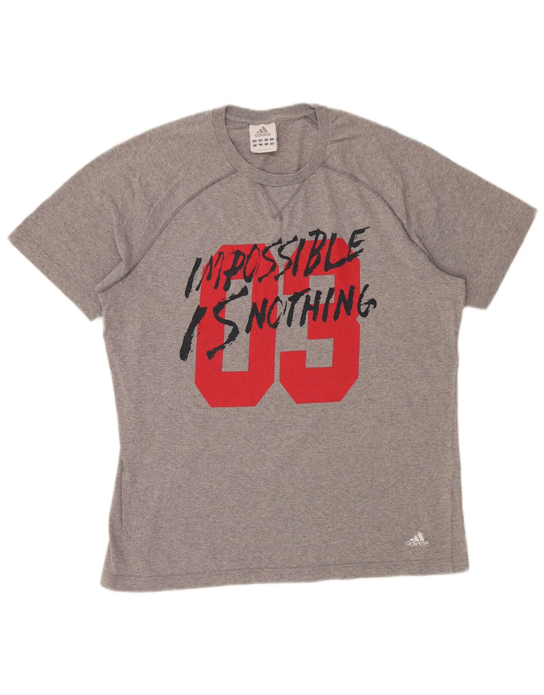 ADIDAS muška grafička majica kratkih rukava UK 40/42 srednje sivi pamuk