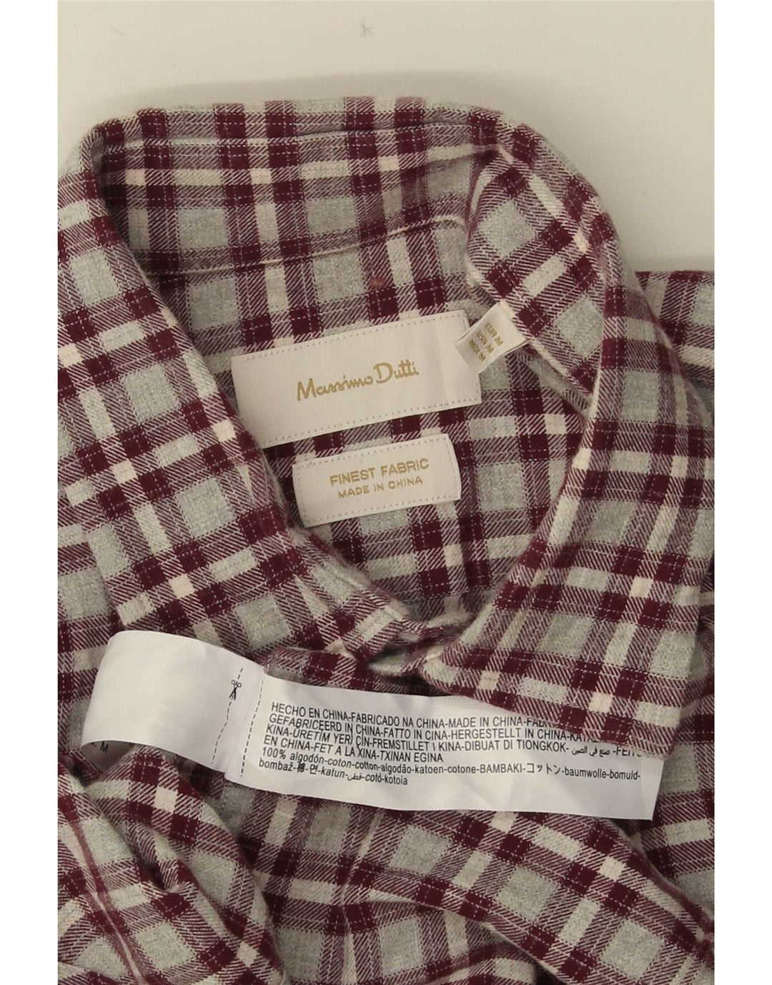 Muška flanelska košulja Massimo Dutti, srednji tamnocrveni karirani pamuk