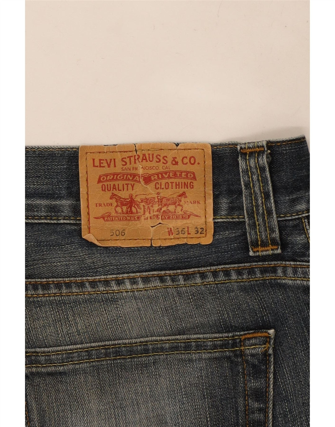 LEVI'S Mens 506 Standardne ravne traperice W36 L32 Plavi pamuk