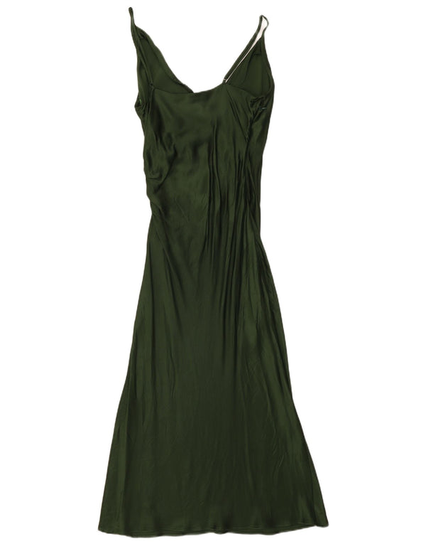 Zara Womens Maxi Slip Dress UK 10 Small Green Viscose