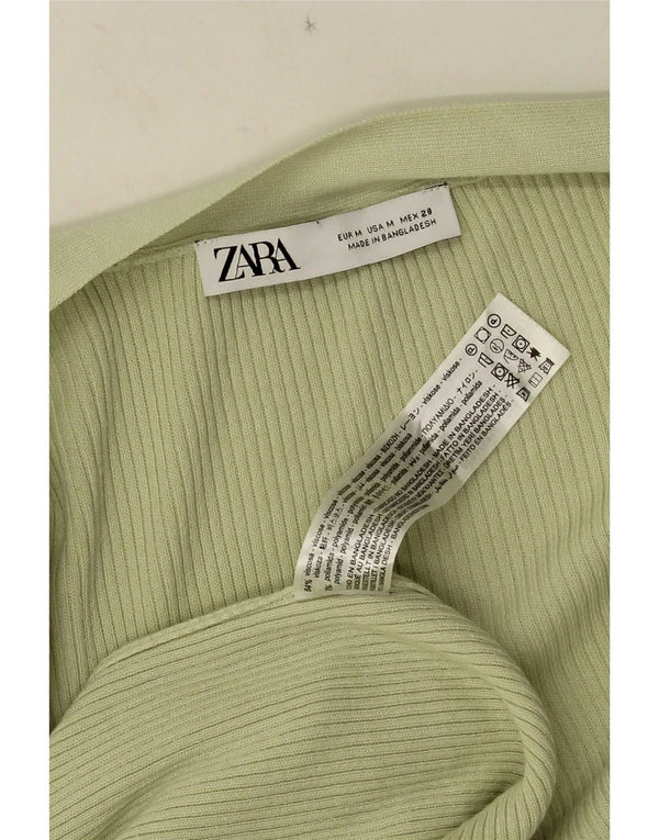 Zara ženski dugi otvoreni kardigan pulover UK 14 Srednje zelena viskoza