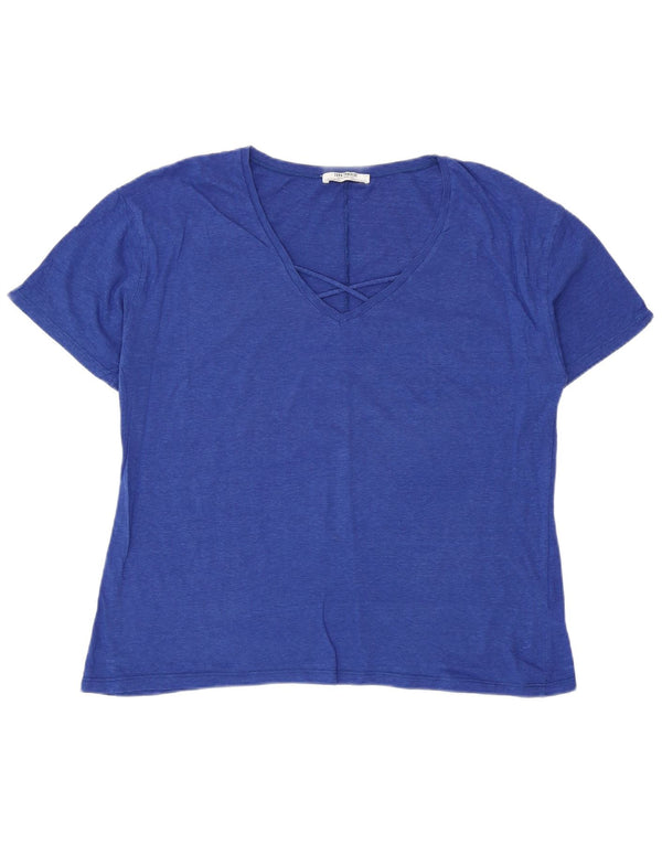 Zara ženska majica kratkih rukava Trafaluc UK 10 Small Blue Cotton
