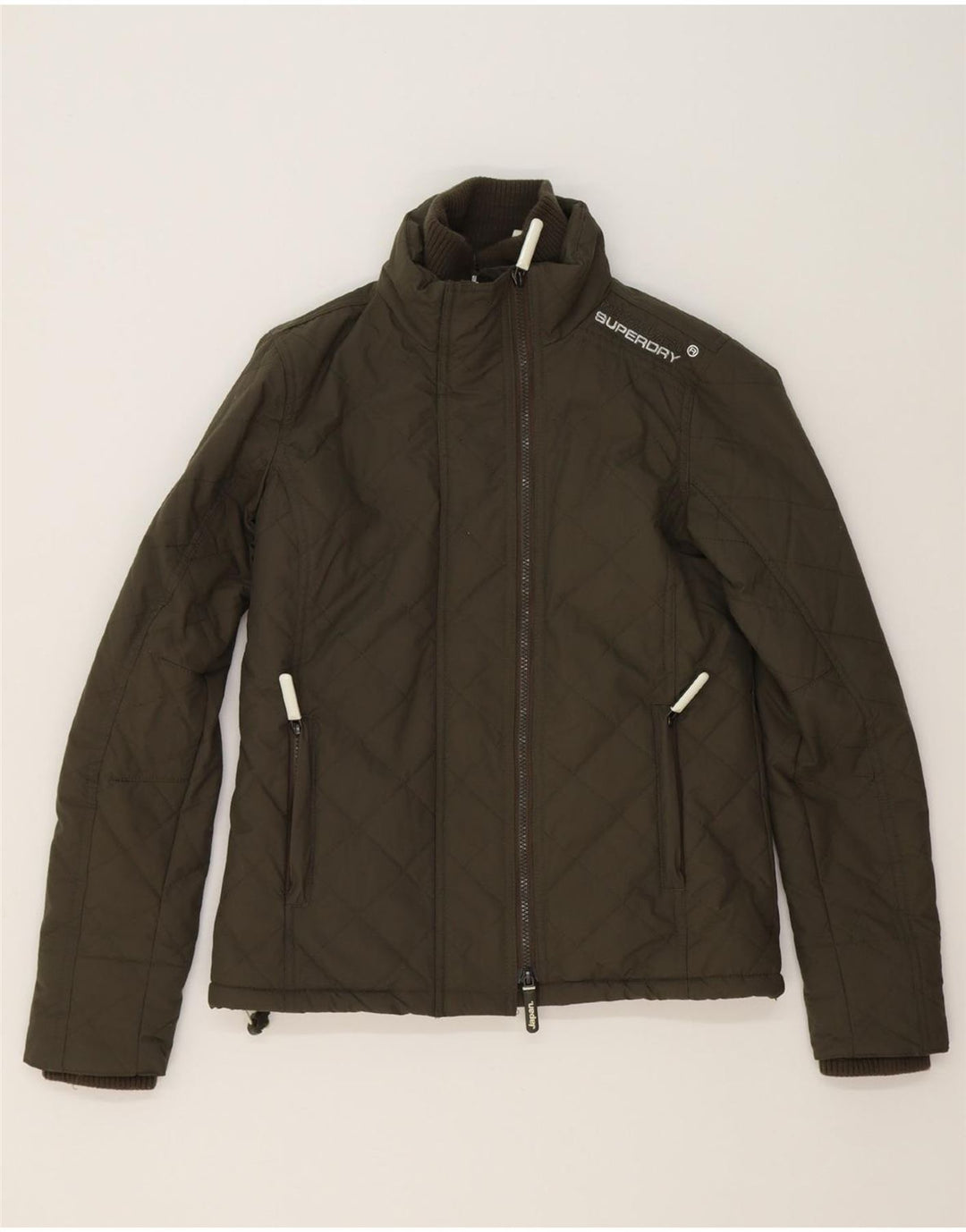 SUPERDRY Womens Windcheater Quilted Jacket UK 10 Small Khaki Nylon Vintage Superdry and Second-Hand Superdry from Messina Hembry 