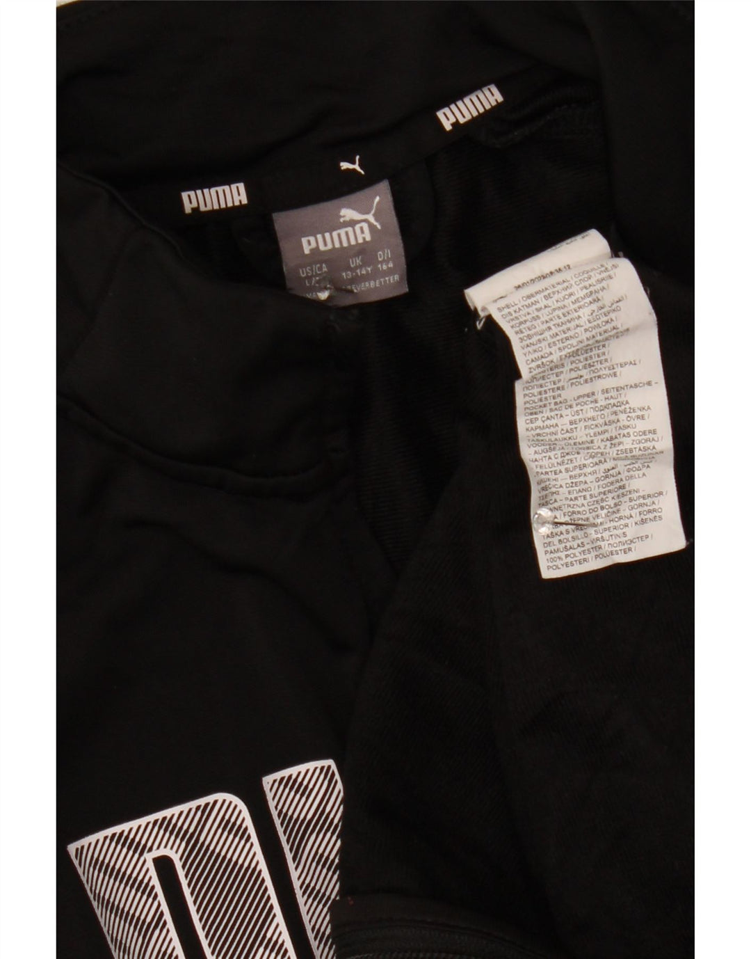 Puma Boys Graphic Trenirka Gornja jakna 13-14 godina crni poliester