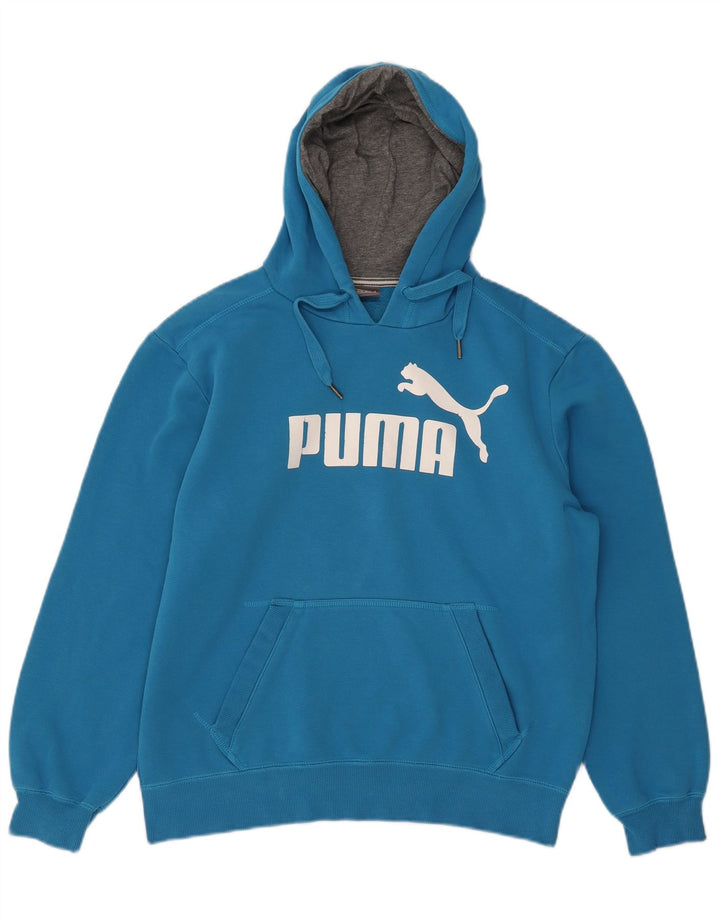 PUMA Mens Graphic Hoodie Jumper Medium Blue Cotton