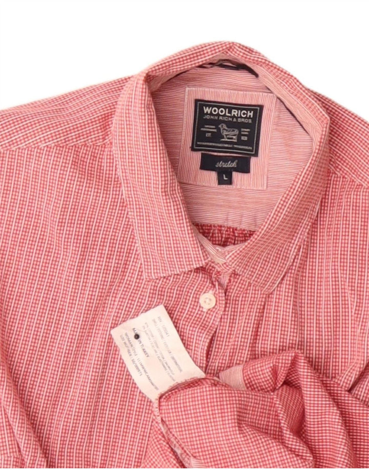 Woolrich ženska uska košulja kratkih rukava UK 14 Veliki crveni karirani pamuk