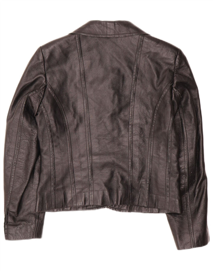 VINTAGE skraćena ženska jakna sa 2 gumba IT 42 Srednja crna koža