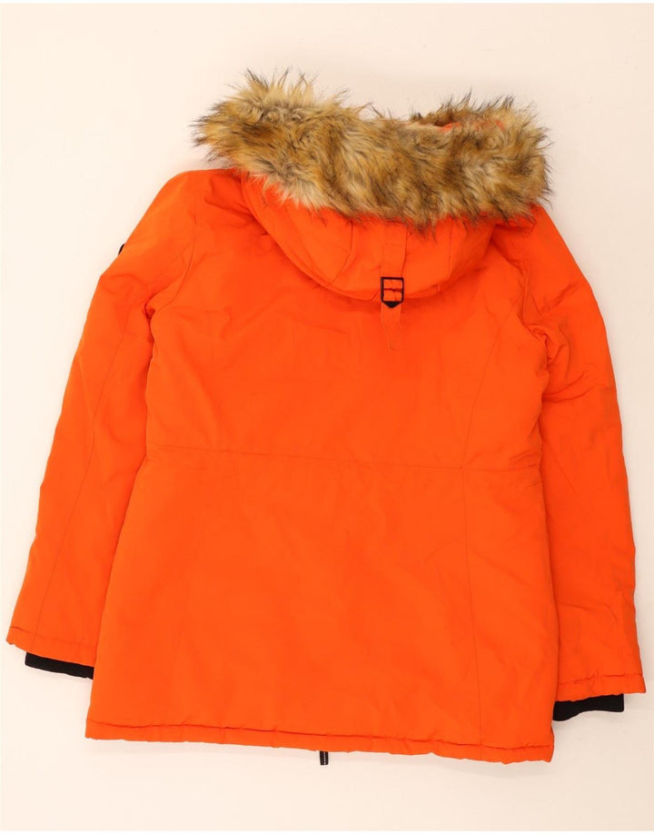 Superdry ženska skijaška jakna s kapuljačom UK 12 srednje narančasti poliester