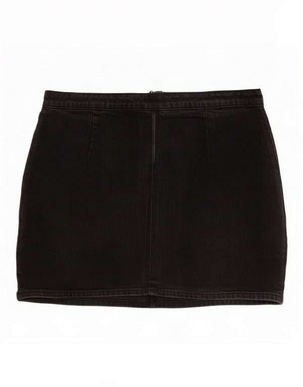 Topshop Womens Mini Denim Skirt Large W34 Black Cotton