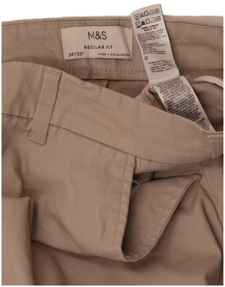 Marks & Spencer Mens Straight Regular Fit W34 L33 Sivi pamuk